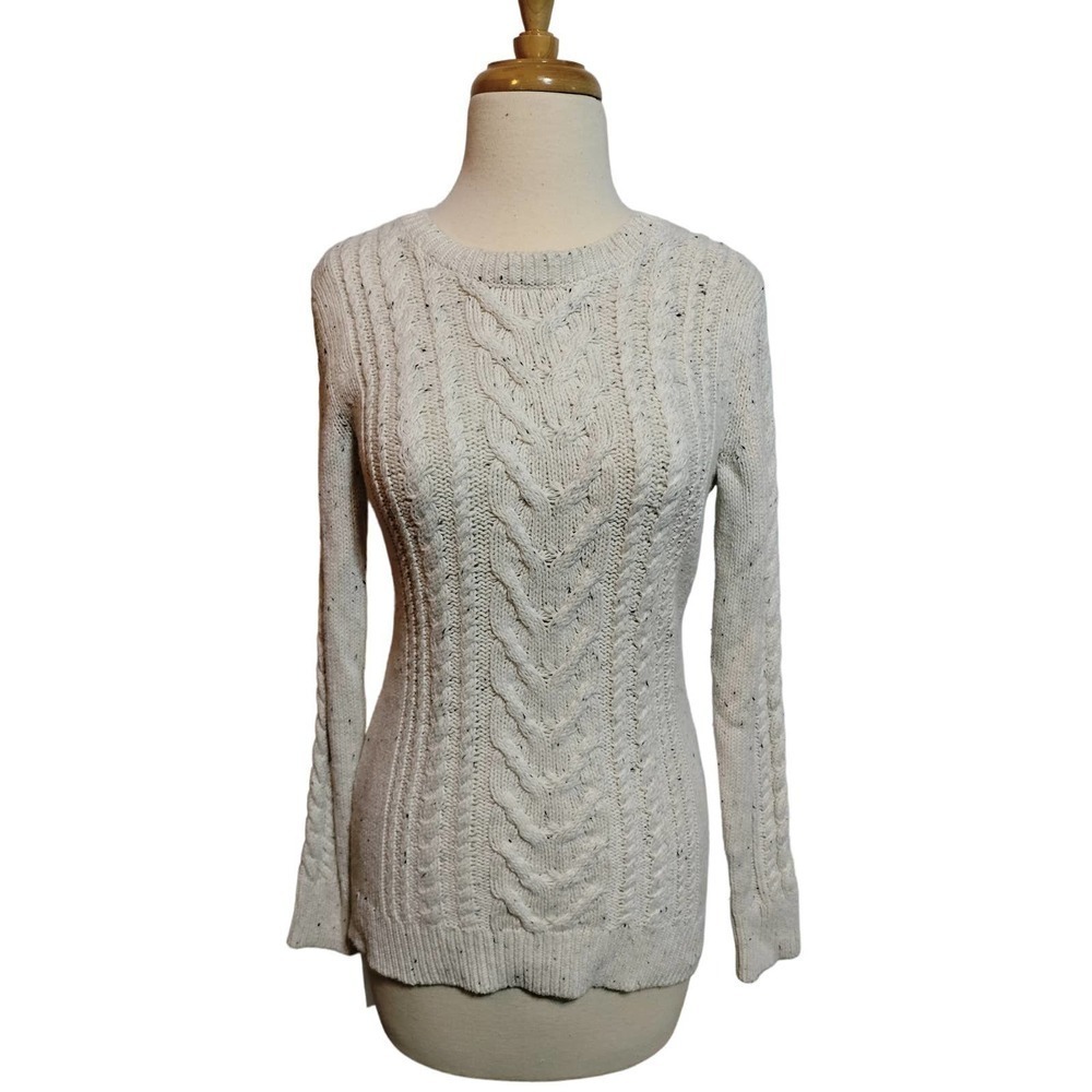 Old Navy cream color cable knit sweater woman small long sleeve - Picture 6 of 9